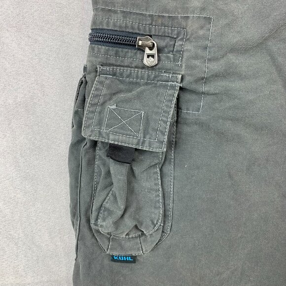 Kuhl Mens Shorts Large Gray Cargo Vintage Patina Dye Cotton Nylon Outdoor Hiking - Picture 8 of 15
